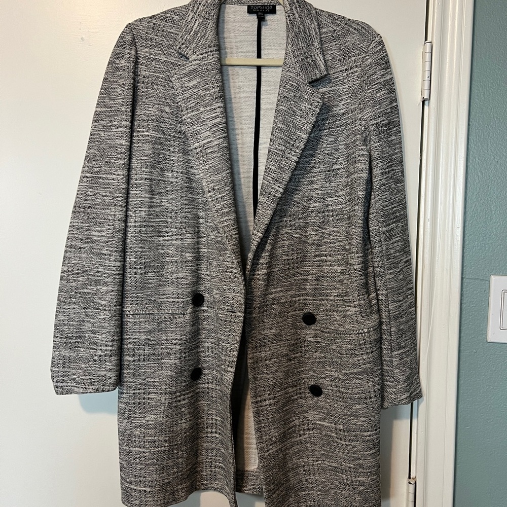 DOUBLE BREASTED GREY BLAZER SWEATER